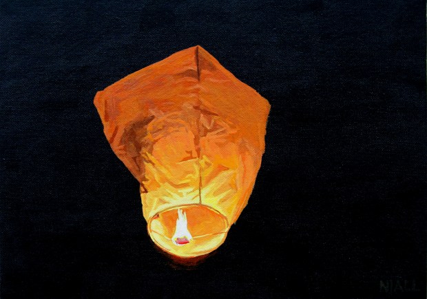 Paper Lantern in the Night Sky
