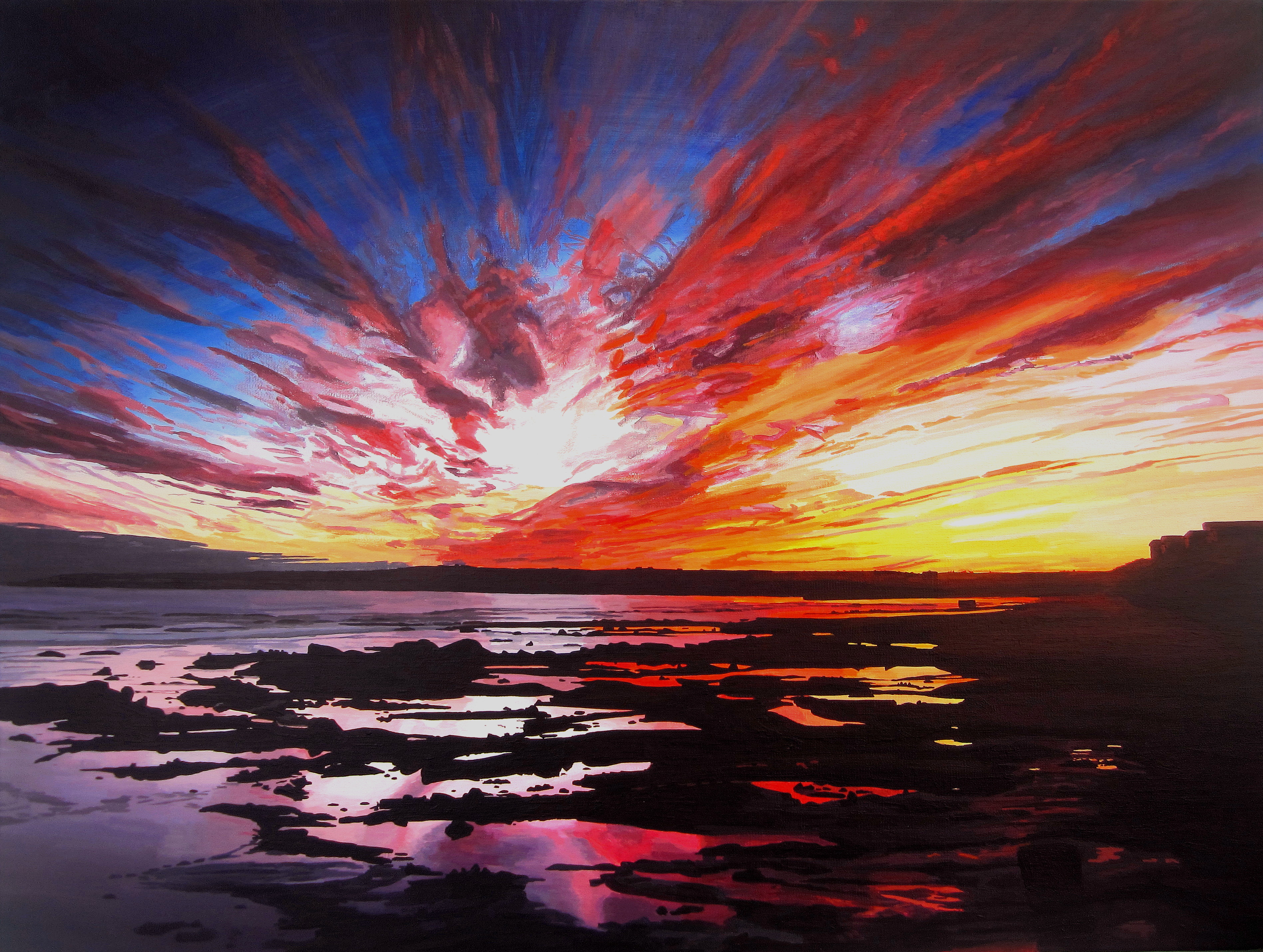 January Sunset Over Rock Pools In Garryvoe