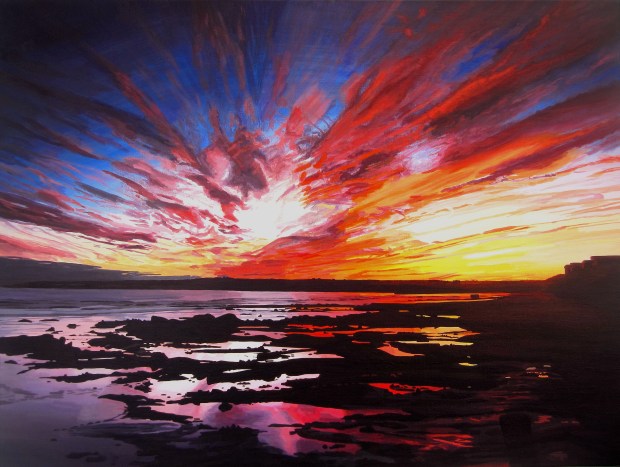 January Sunset Over Rock Pools In Garryvoe