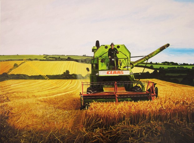 Father Harvesting in Páircín Gharbh August 1995