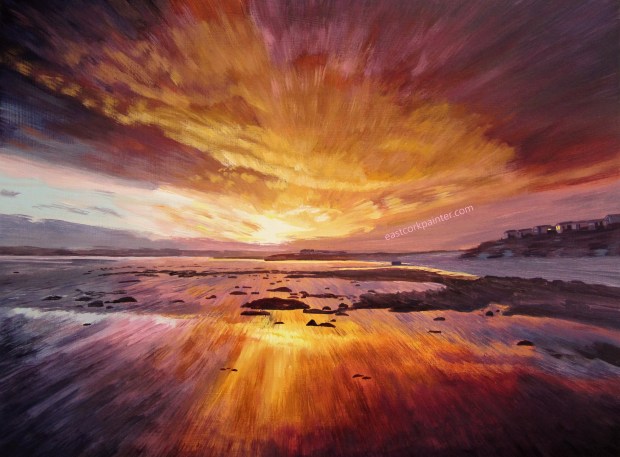 Christmas Eve 2013 Sunset on Garryvoe Beach watermark