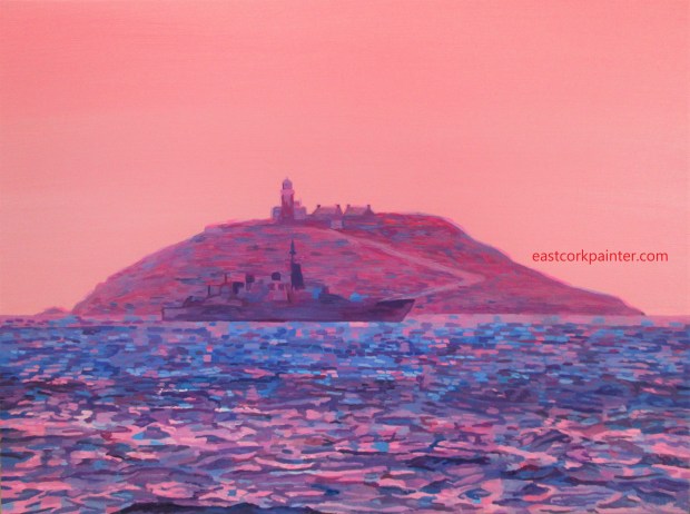 Irish Naval Ship In Front Of Ballycotton Island watermark