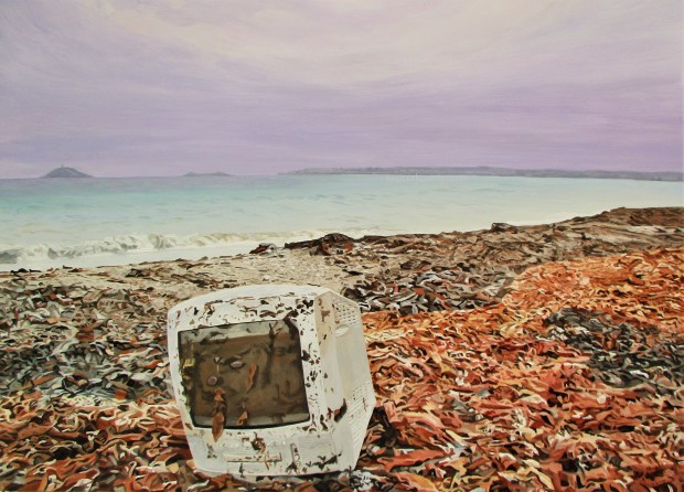 Computer On Garryvoe Beach watermark