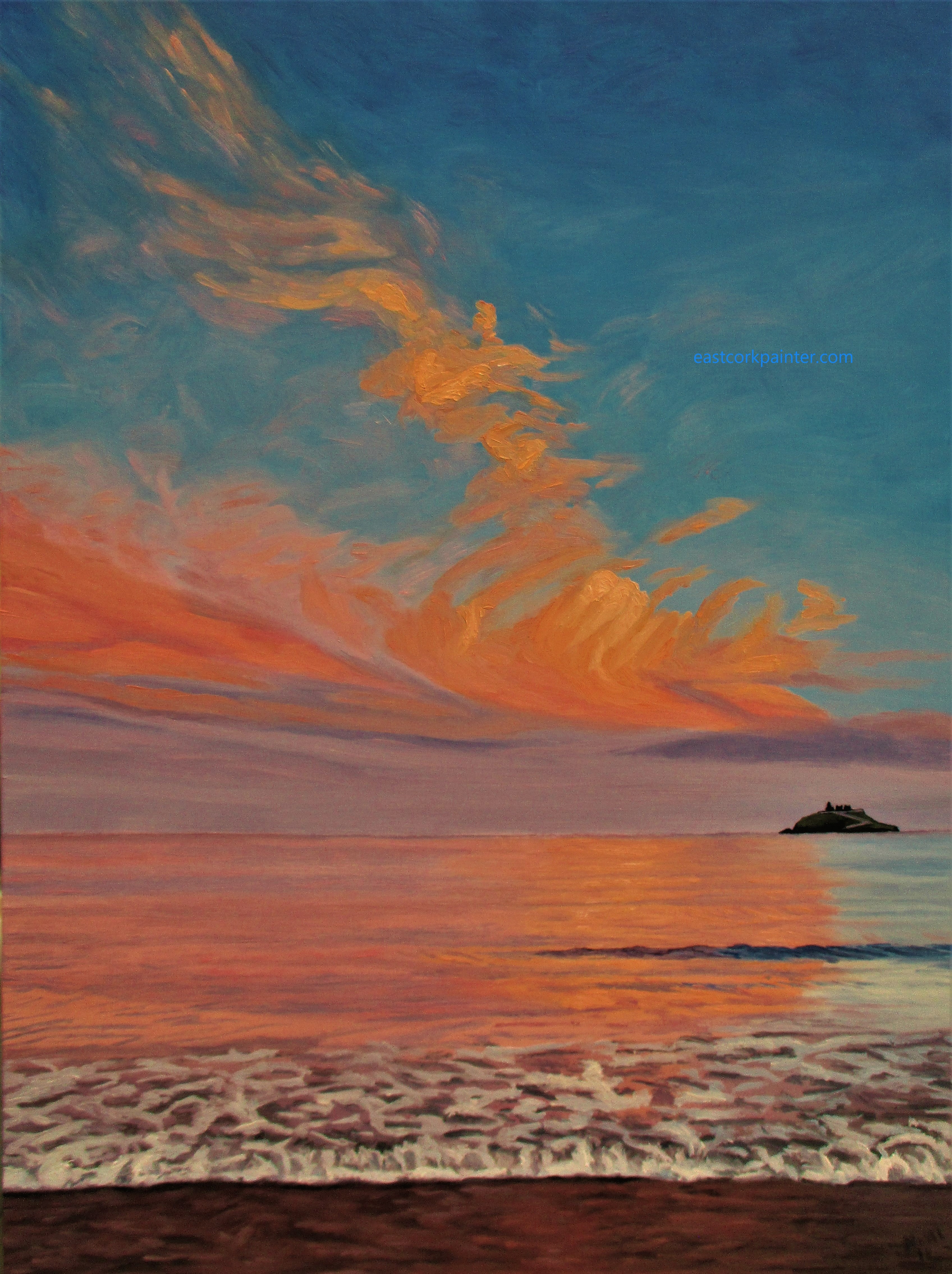 Sunlit Clouds Over Ballycotton Island watermark