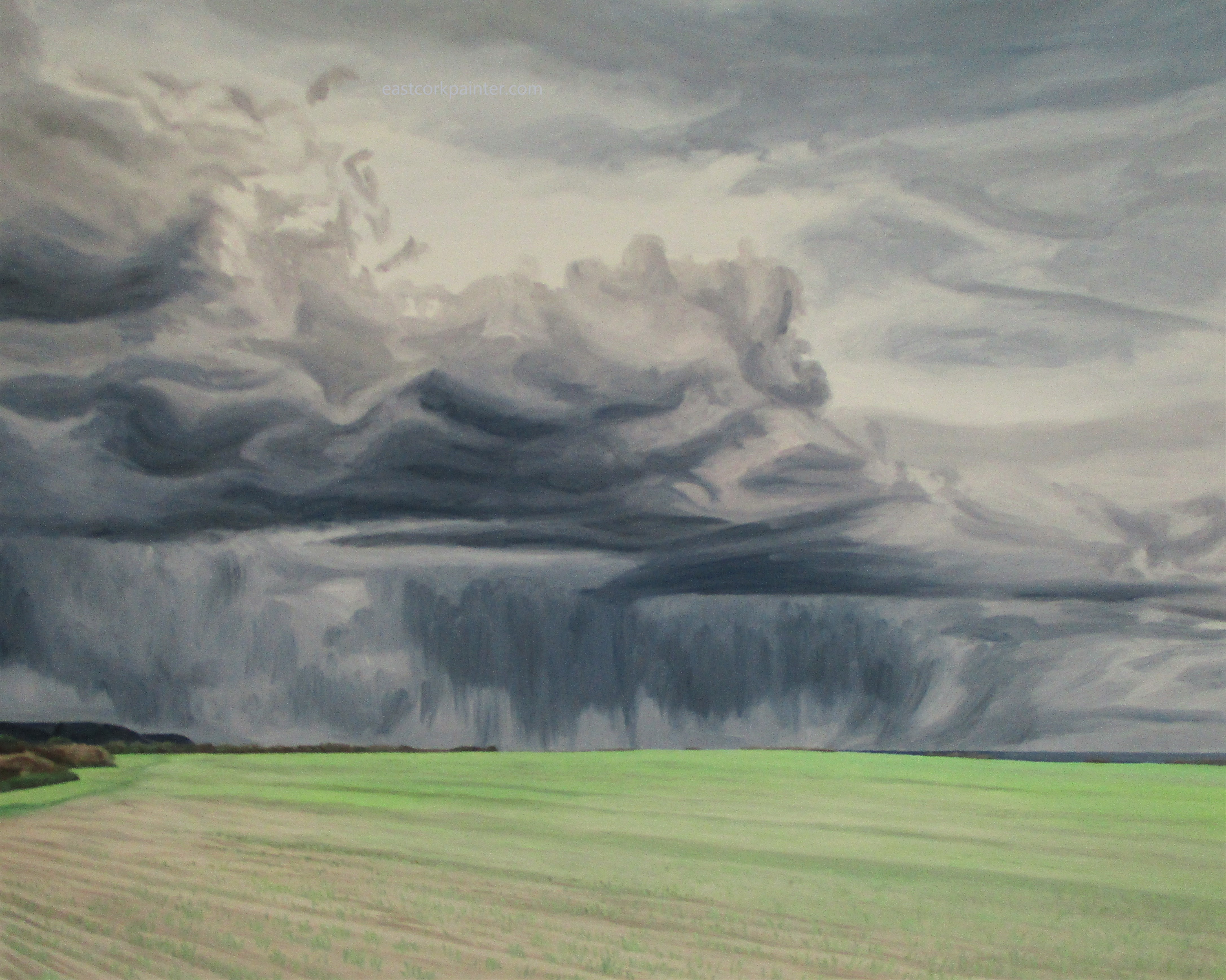 April Showers Over Strand Field Watermark