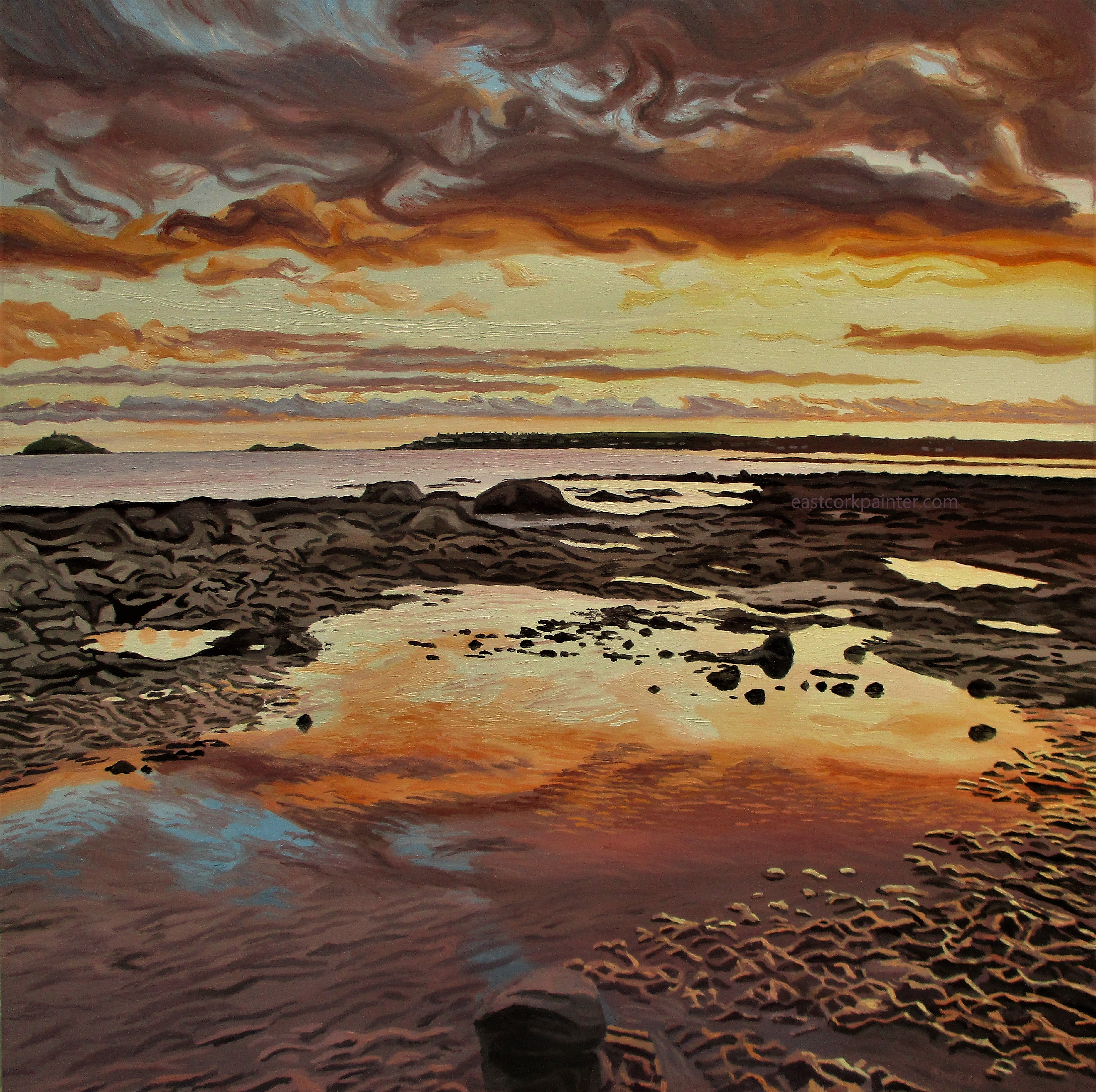 Curling Whirling Sunset Over Garryvoe Beach