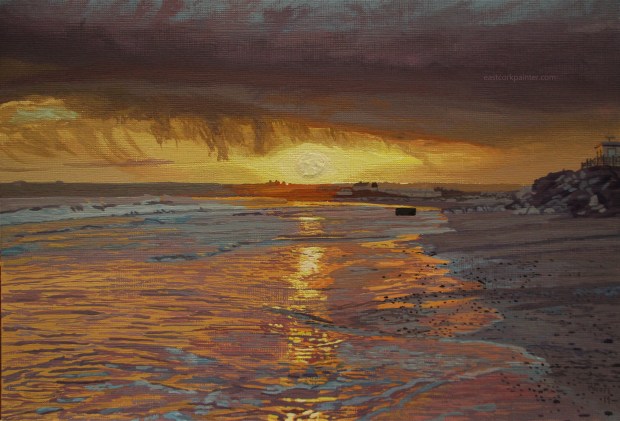 Raincloud Sunset Over Garryvoe Beach watermark