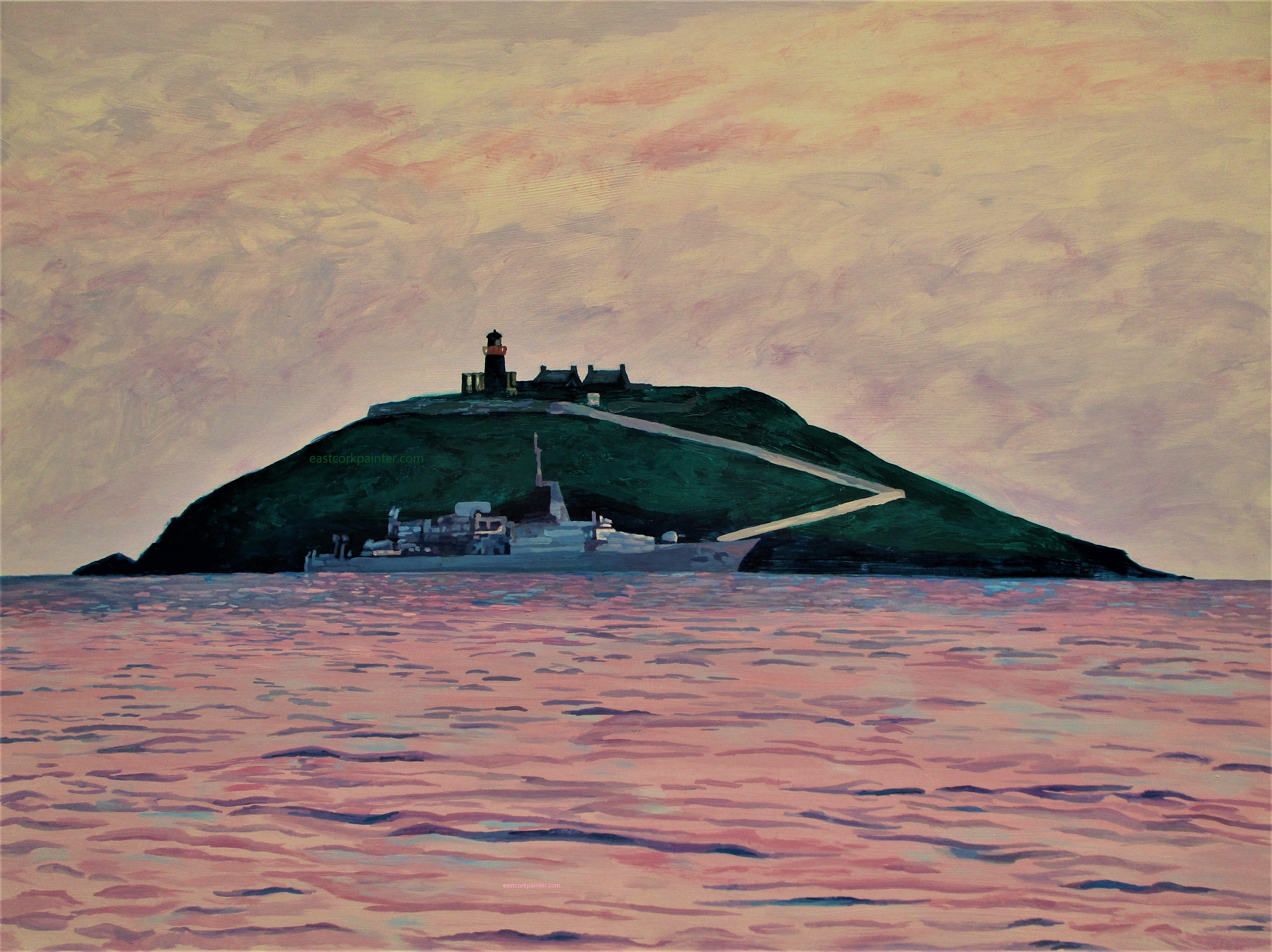 Irish Naval Ship In Front Of Ballycotton Island 2 watermark