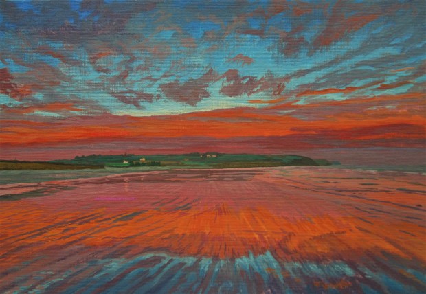 Orange Band On Mirrored Strand Watermark