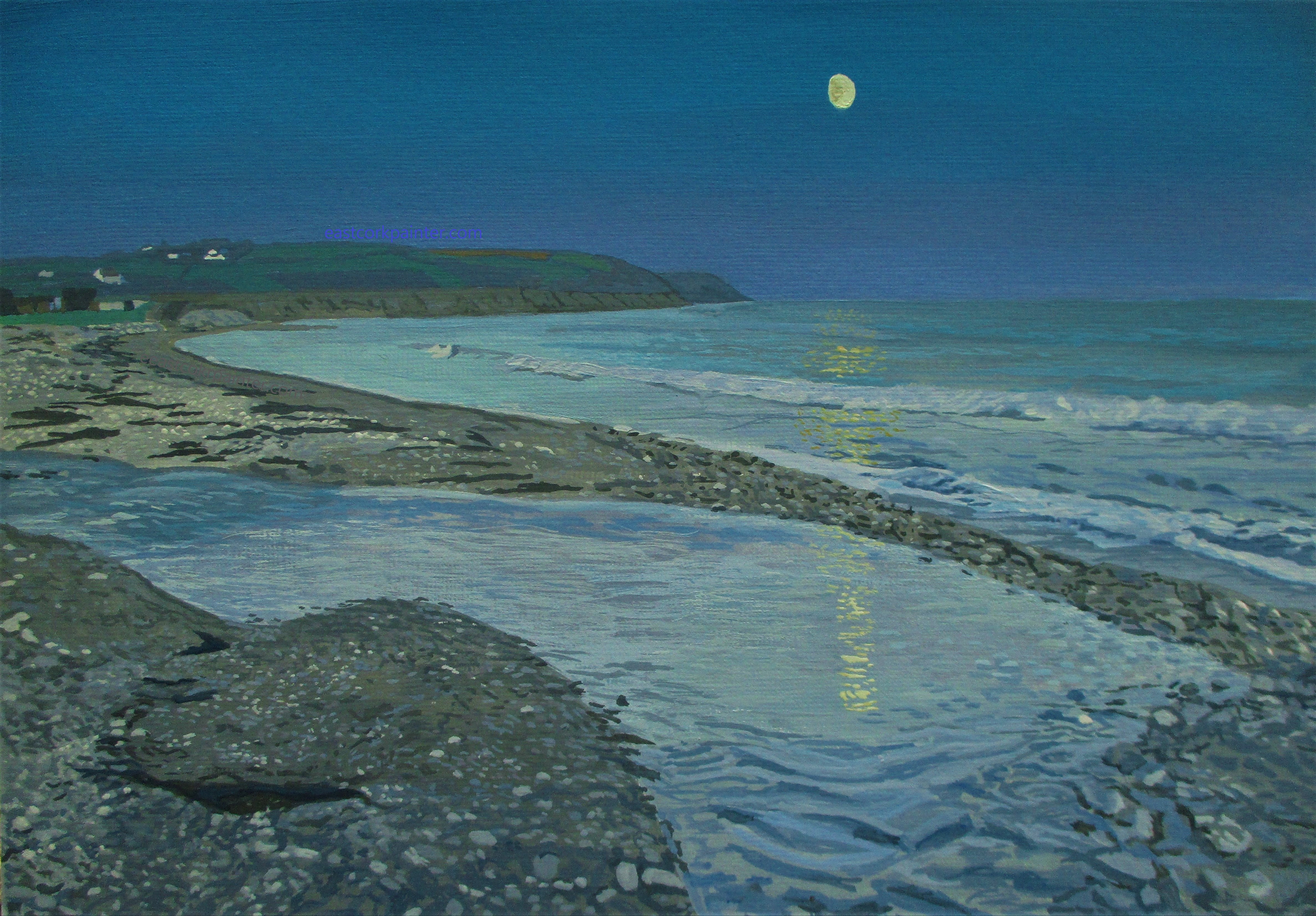 Gibbous Moon Over Ballinwilling Beach
